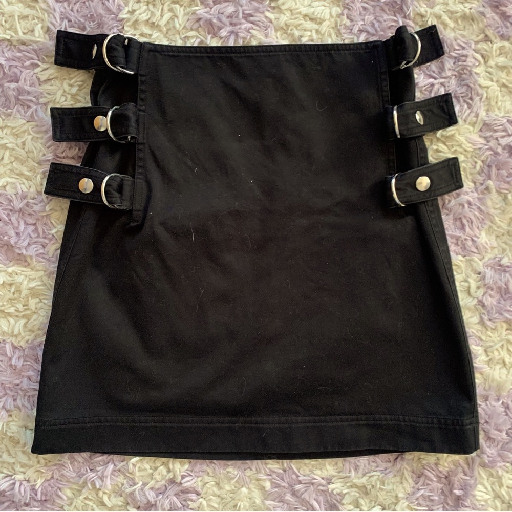 Helmut lang Black mini skirt with silver hardware size 0-2